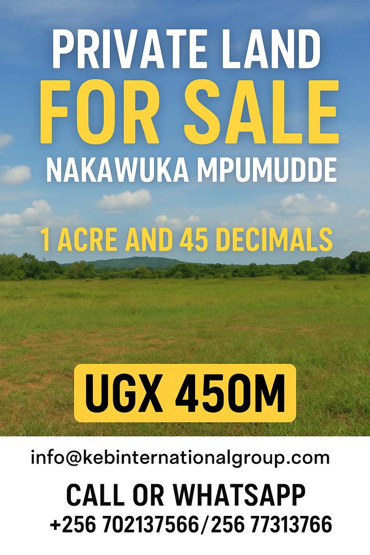 Private Land for Sale in Nakawuka, 1 Acre and 45 Decimals at UGX&nbsp;450m